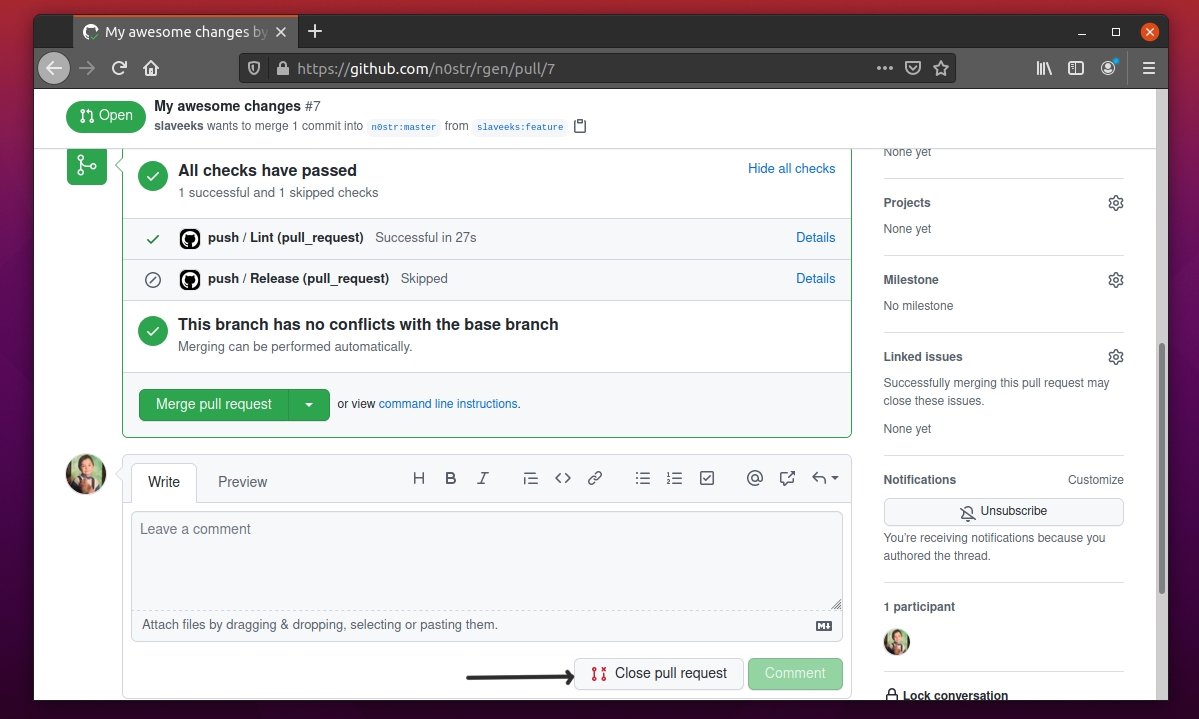 Как сделать pull request на github своего проекта